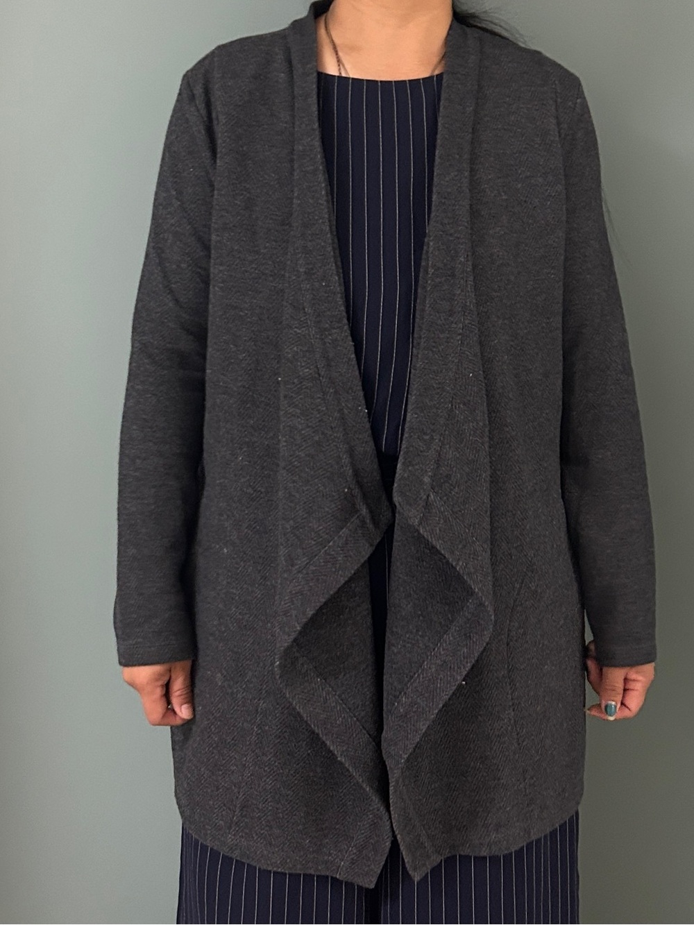 Banana Republic Dark Gray Open-Front Draped Cardigan